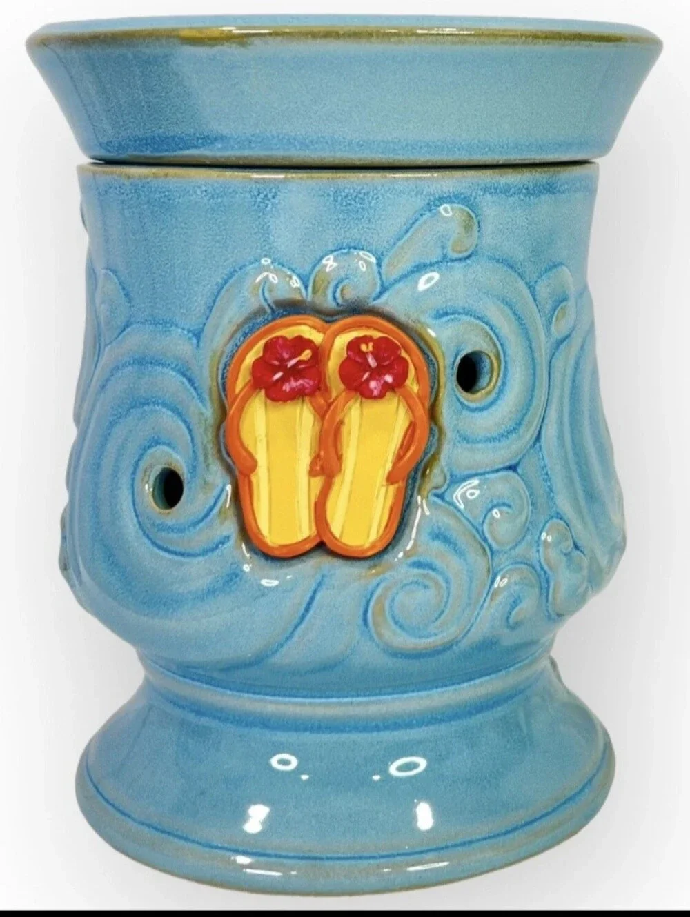 Scentsy Ohana Beach Flip Flop Sandals Wax Warmer Full Size Blue Surf Vacation